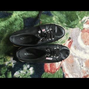 Black leather superga 37.5 size